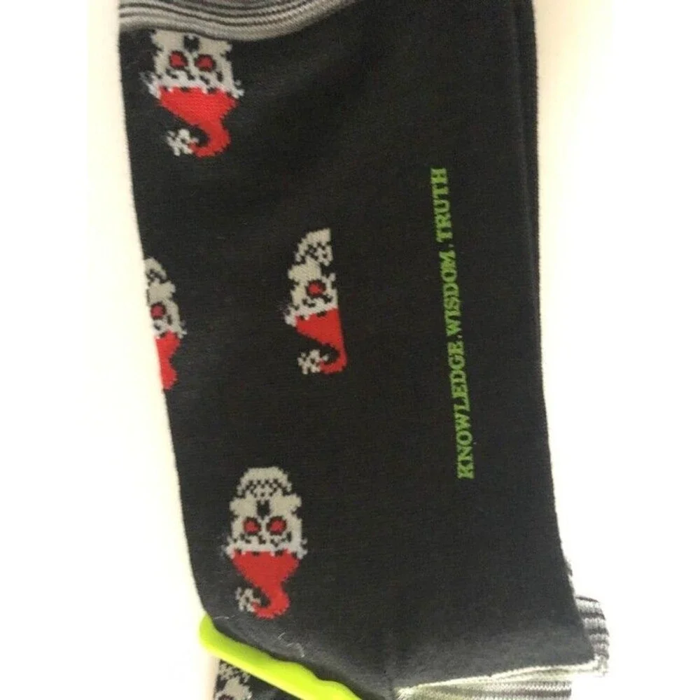 Robert Graham Christmas Santa Skull Mens Dress Socks Peruvian Pima Cotton Black